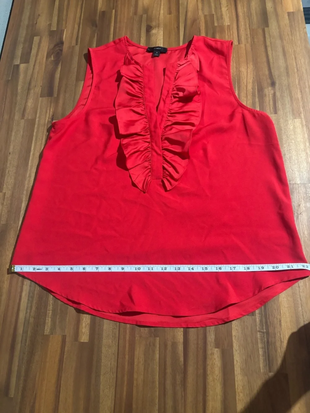 J.Crew Sleeveless Red V-Neck Ruffle Blouse Shell Top Medium - Picture 6 of 9
